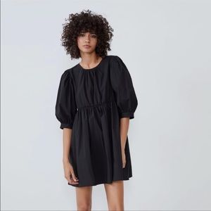 ZARA Puff Black Dress